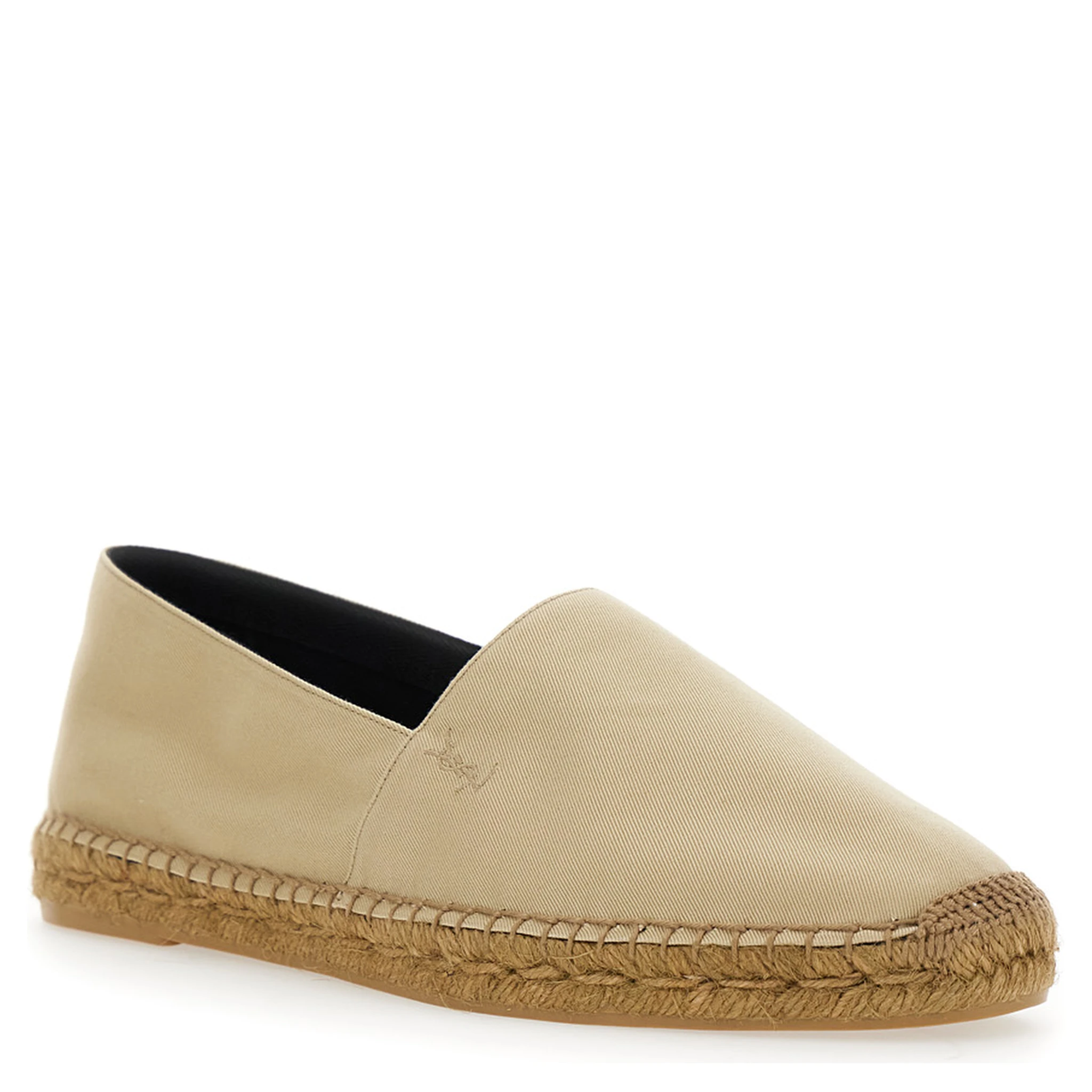 Beige Espadrilles with Tonal Cassandre Embroidery on the Front and Almond Toe in Cotton Man