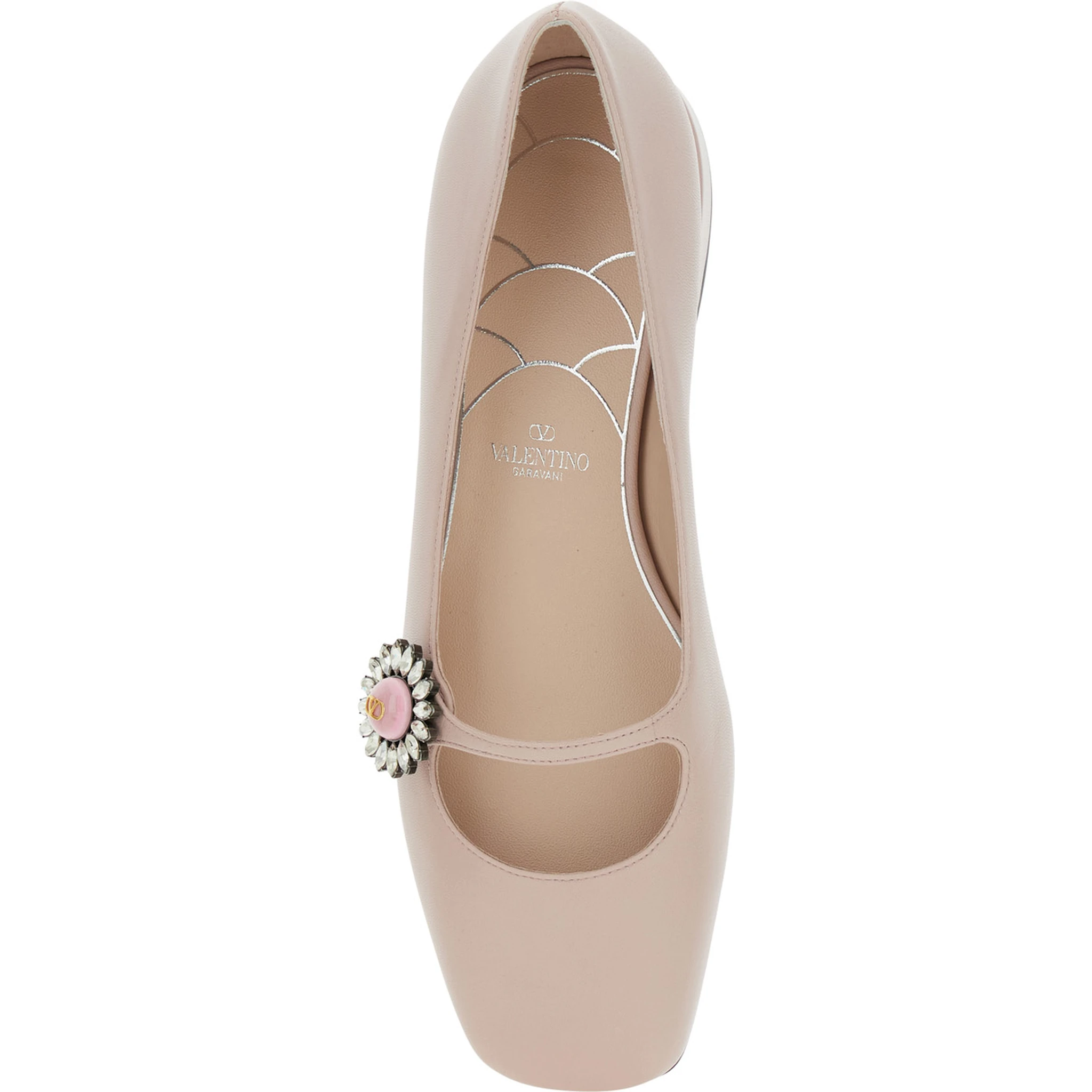 Preshoes Pink Ballerinas with Decorative Plate and Low Laminated Heel in Leather Woman
