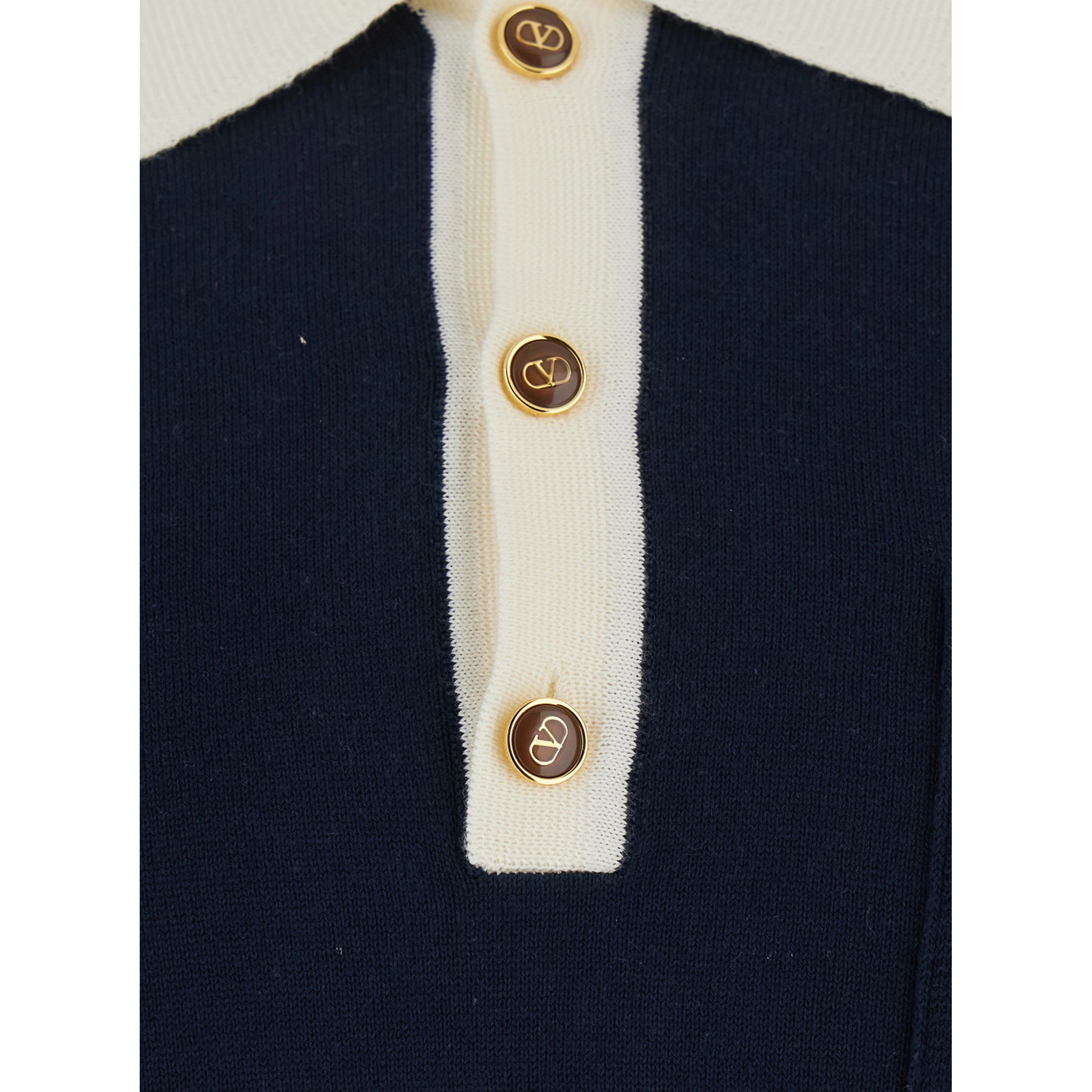 Blue Knitted Polo Shirt with Patch Pocket on the Chest in Cotton Man