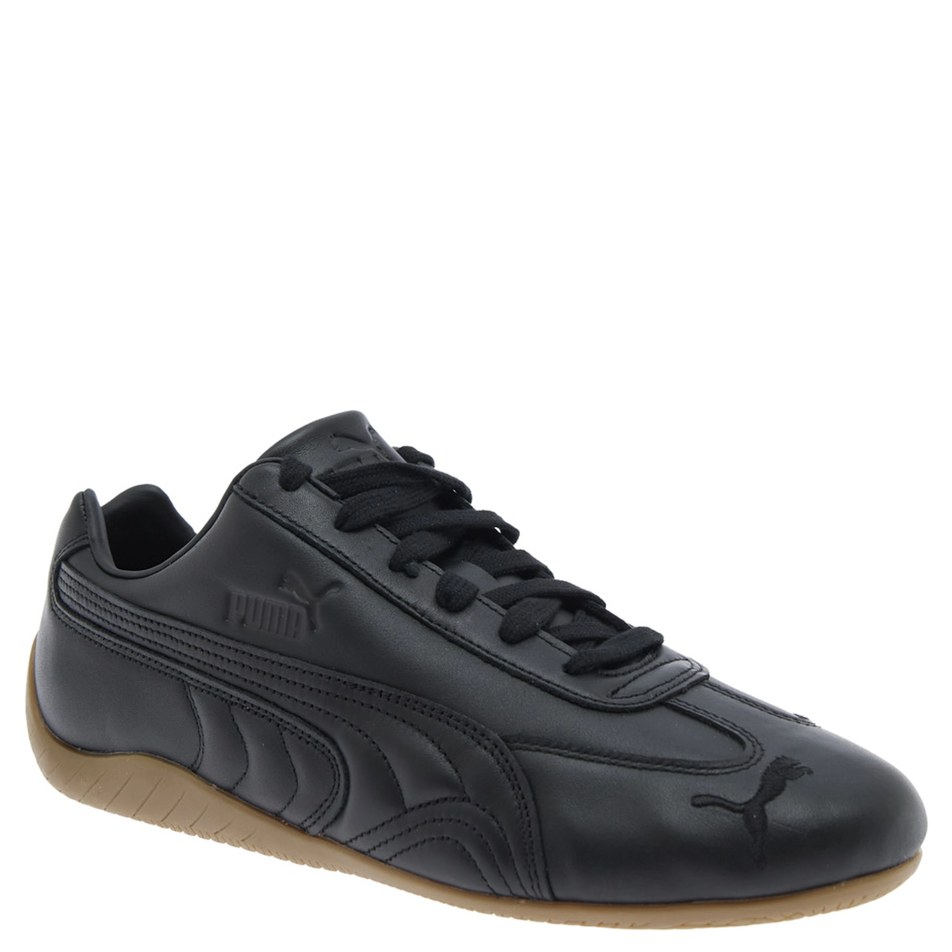 Speedcat Black Low Top Sneakers with Embossed Logo on the Tongue and Contrasting Sole in Leather Unisex