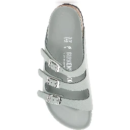 Florida Green Sandals with Buckle with Logo in Leather Woman