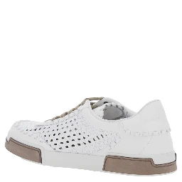 PortofinoWhite Sneakers with Mesh Inserts and Embossed Logo on the Side in Leather Man