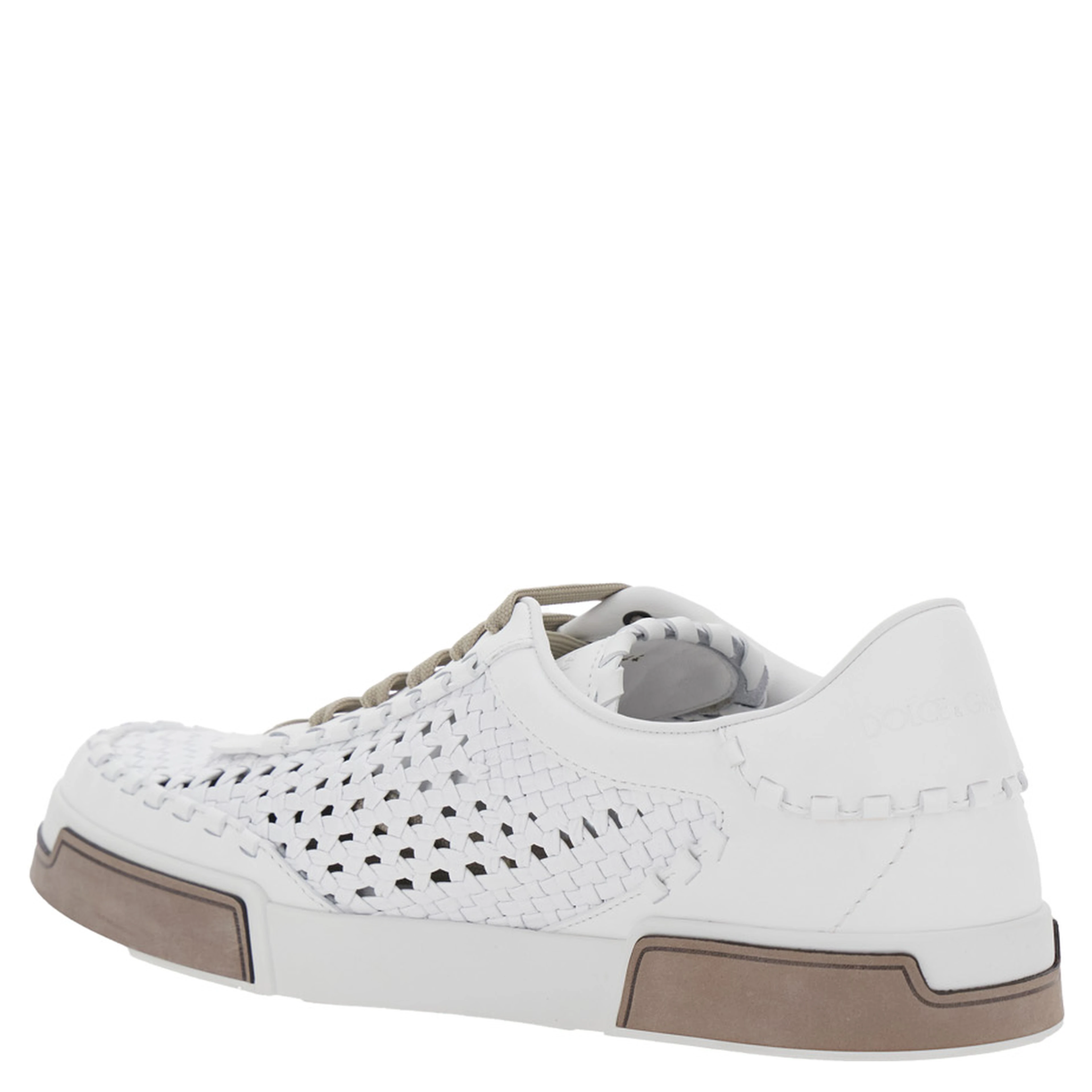 PortofinoWhite Sneakers with Mesh Inserts and Embossed Logo on the Side in Leather Man