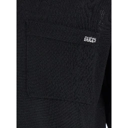 Black Polo Shirt with Chest Pocket and Embroidered Logo on the Front in Fine Silk Knit Man