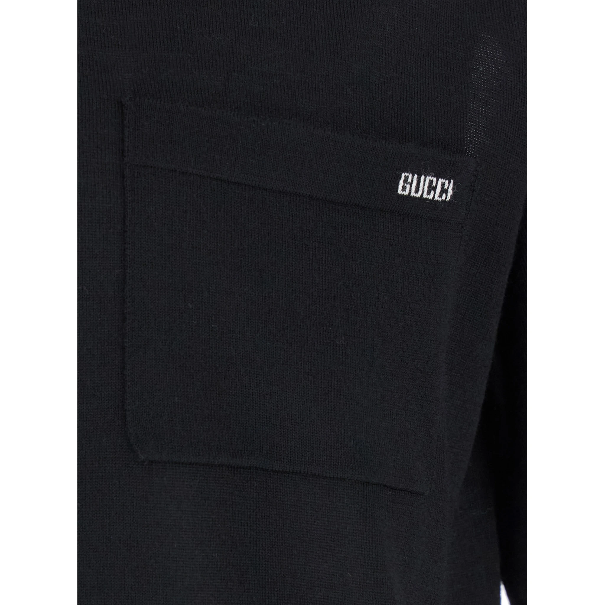 Black Polo Shirt with Chest Pocket and Embroidered Logo on the Front in Fine Silk Knit Man