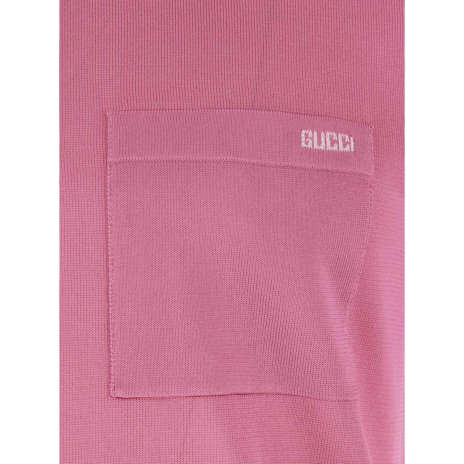 Pink Polo Shirt with Chest Pocket and Embroidered Logo on the Front in Fine Silk Knit Man