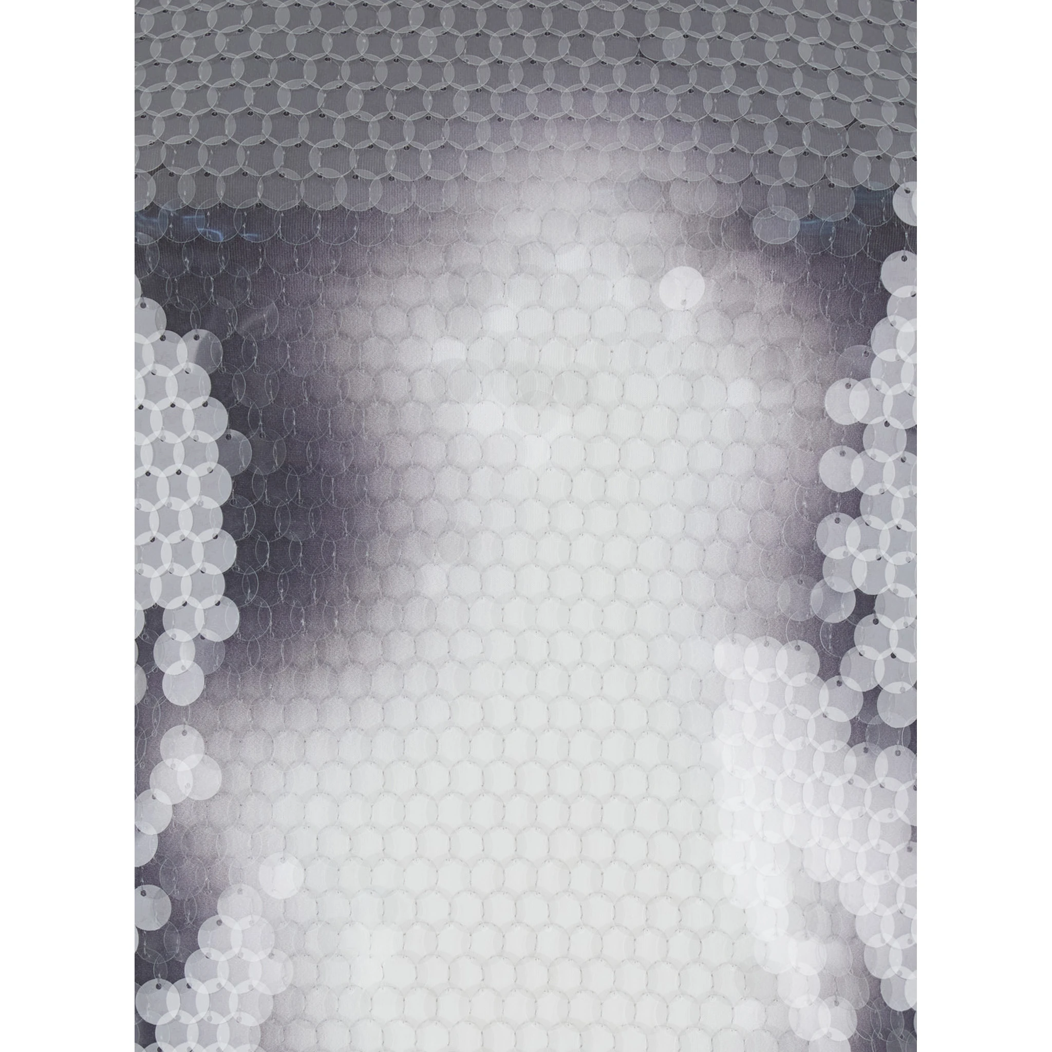 Grey T-Shirt with All-Over Applied Sequins in Tech Fabric Woman