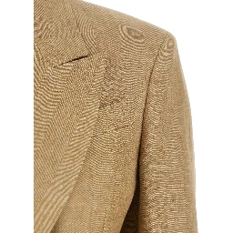 Gerla Beige Double-breasted Jacket with Classic Lapels in Linen Woman
