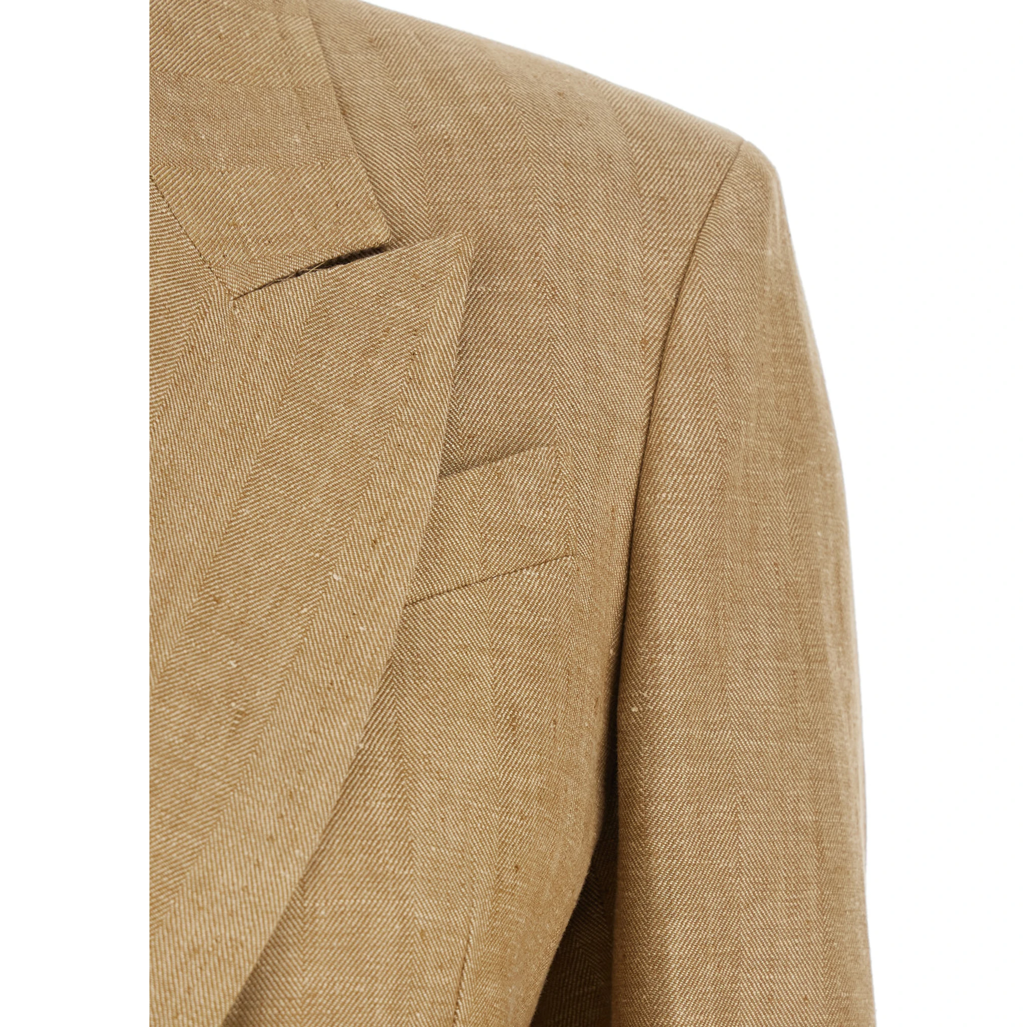 Gerla Beige Double-breasted Jacket with Classic Lapels in Linen Woman