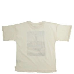 City Hall White Crewneck T-Shirt with Maxi Print on the Front in Cotton Boy