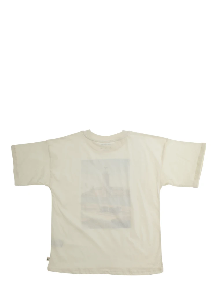City Hall White Crewneck T-Shirt with Maxi Print on the Front in Cotton Boy alternative