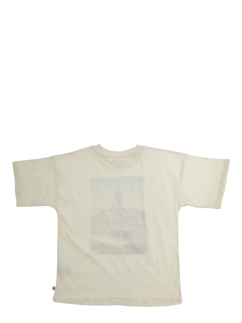 City Hall White Crewneck T-Shirt with Maxi Print on the Front in Cotton Boy