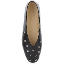 Regency Black Ballerinas with Eyelets in Leather Woman