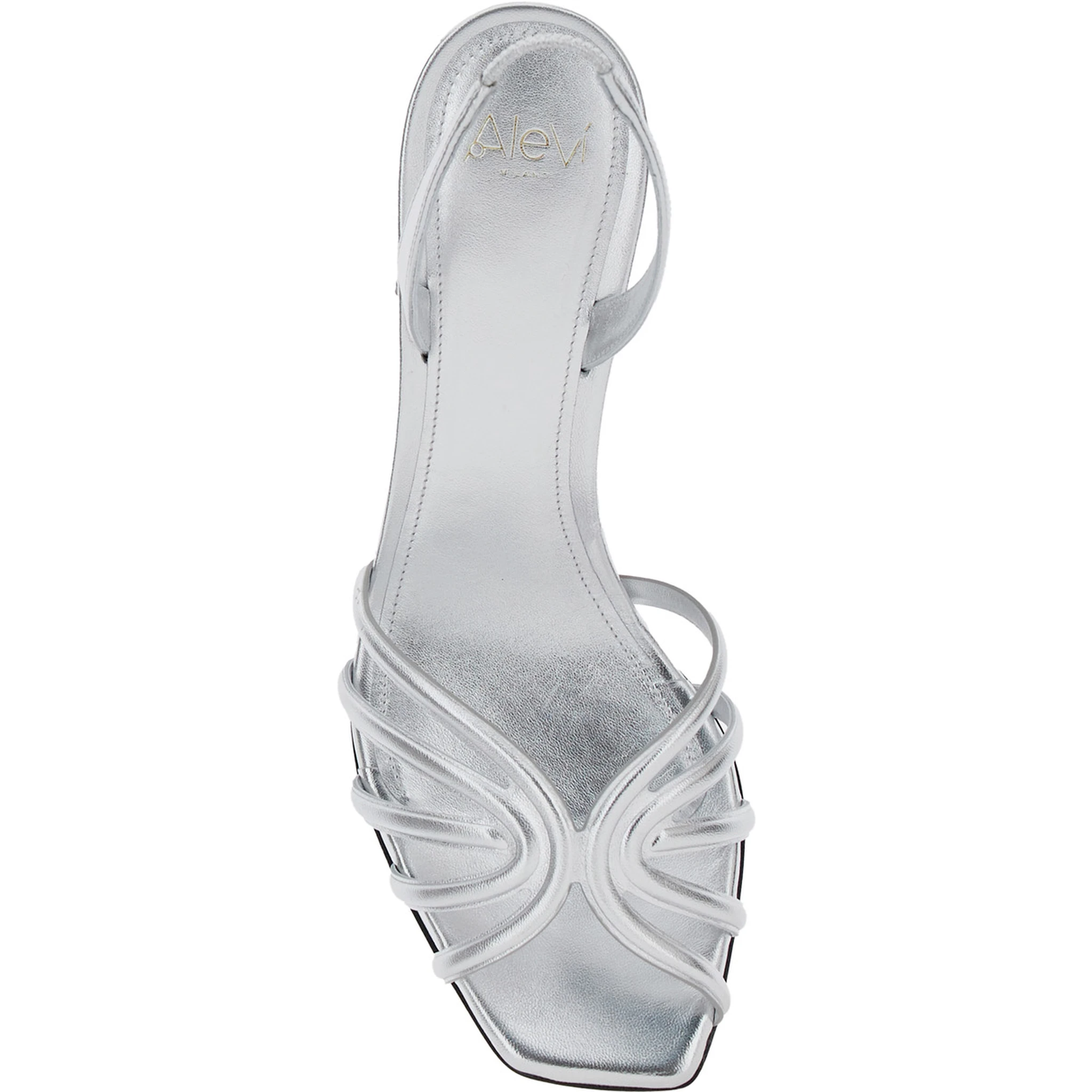 Tara Metallic Sandals with Elastic Ankle Strap and Block Heel in Leather Woman