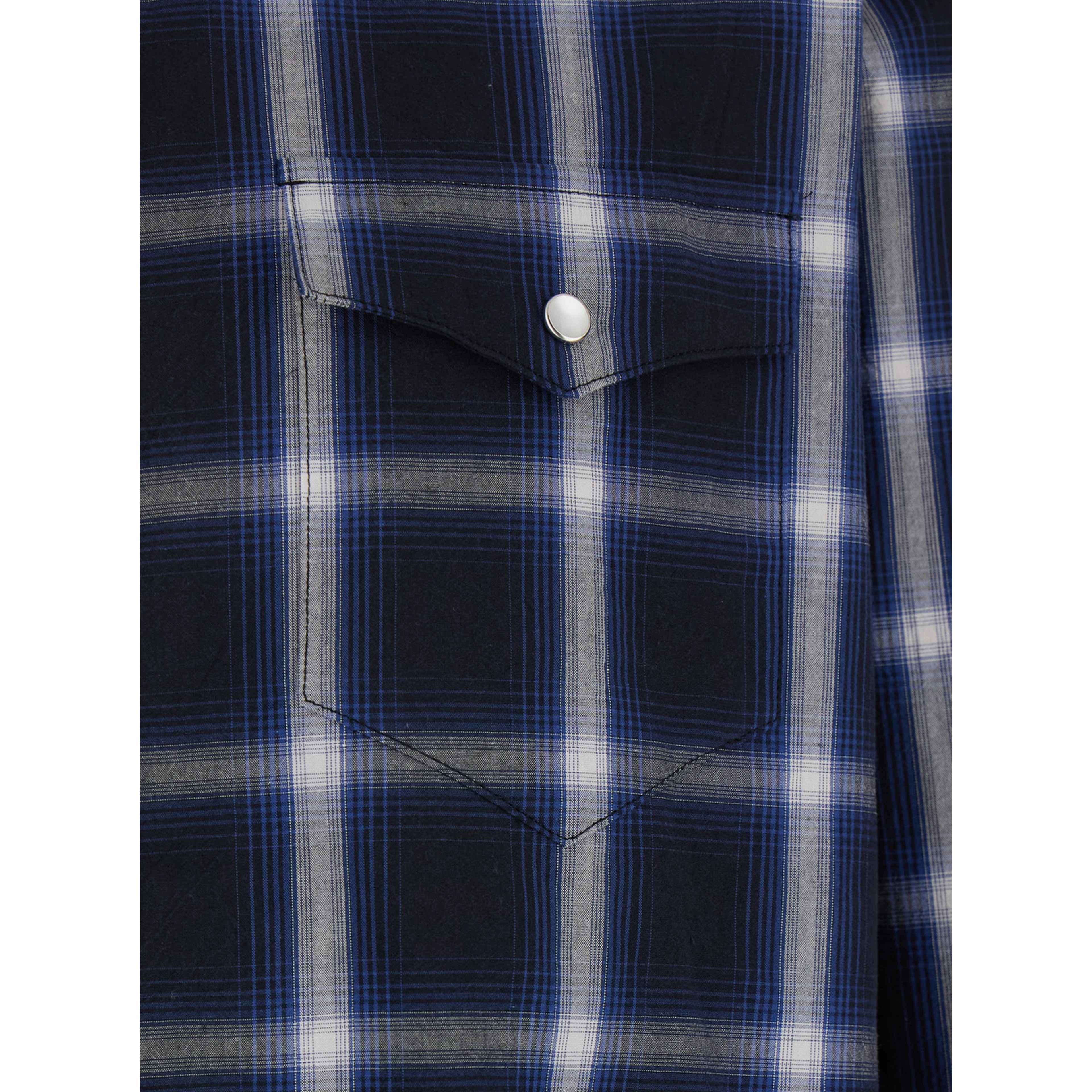 Blue Shirt with Classic Collar and All-Over Check Motif in Cotton Man