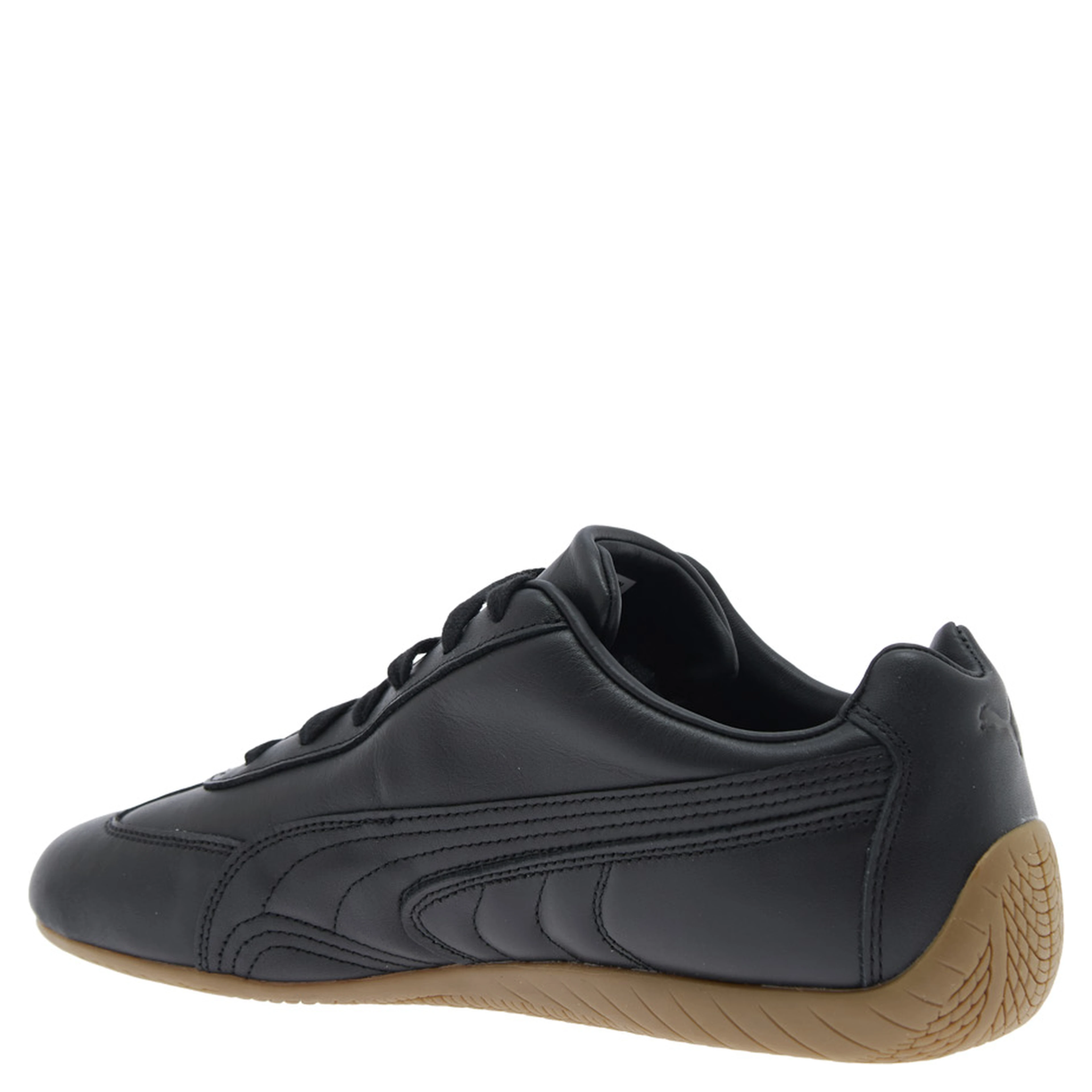 Speedcat Black Low Top Sneakers with Embossed Logo on the Tongue and Contrasting Sole in Leather Unisex