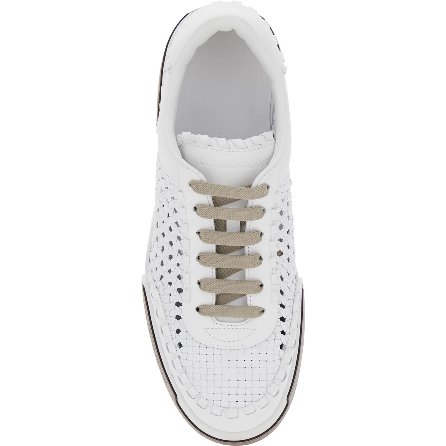 PortofinoWhite Sneakers with Mesh Inserts and Embossed Logo on the Side in Leather Man