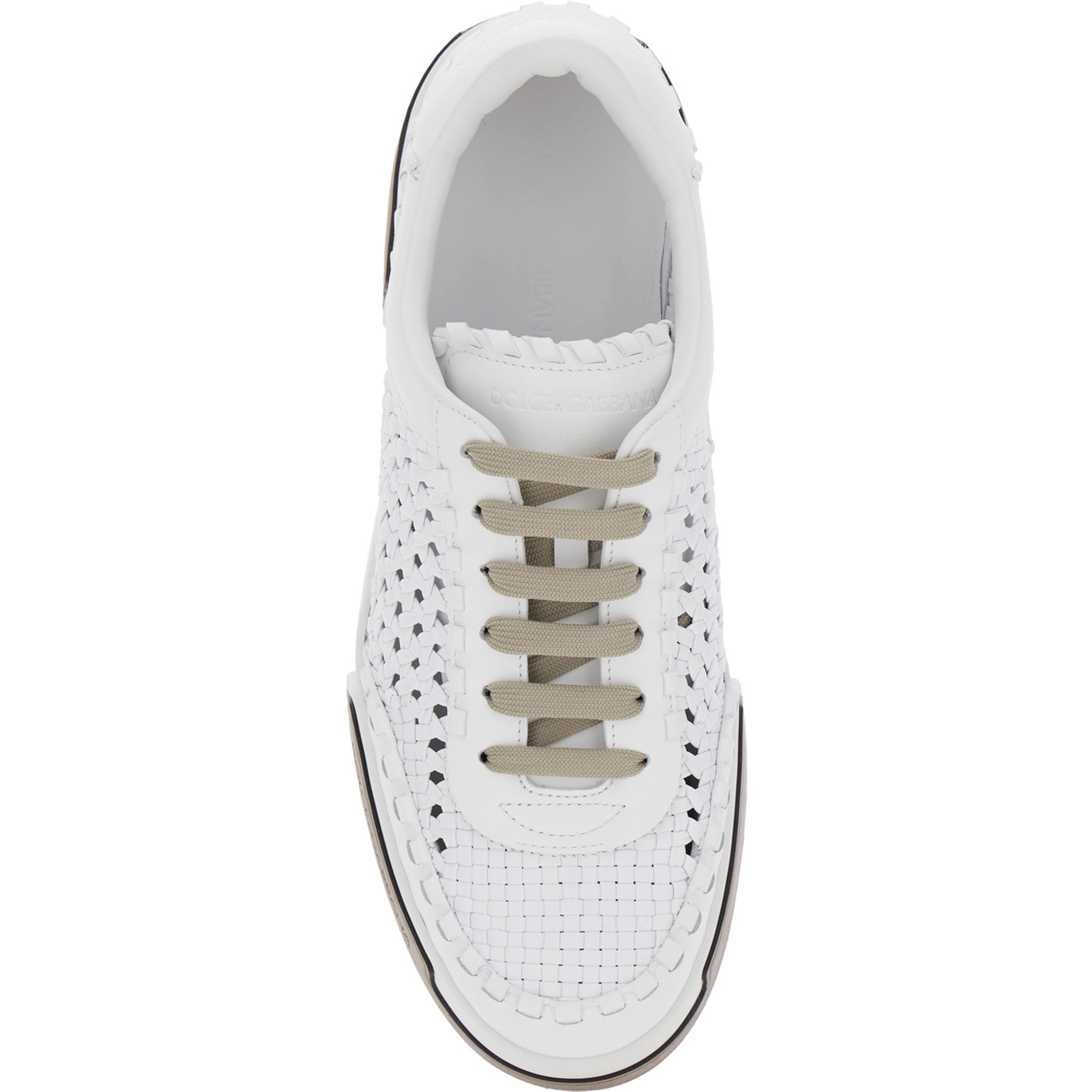PortofinoWhite Sneakers with Mesh Inserts and Embossed Logo on the Side in Leather Man