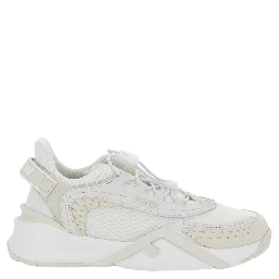 Flow White Sneakers with Toggle Closure and Logo Lettering on the Side in Tech Fabric Woman