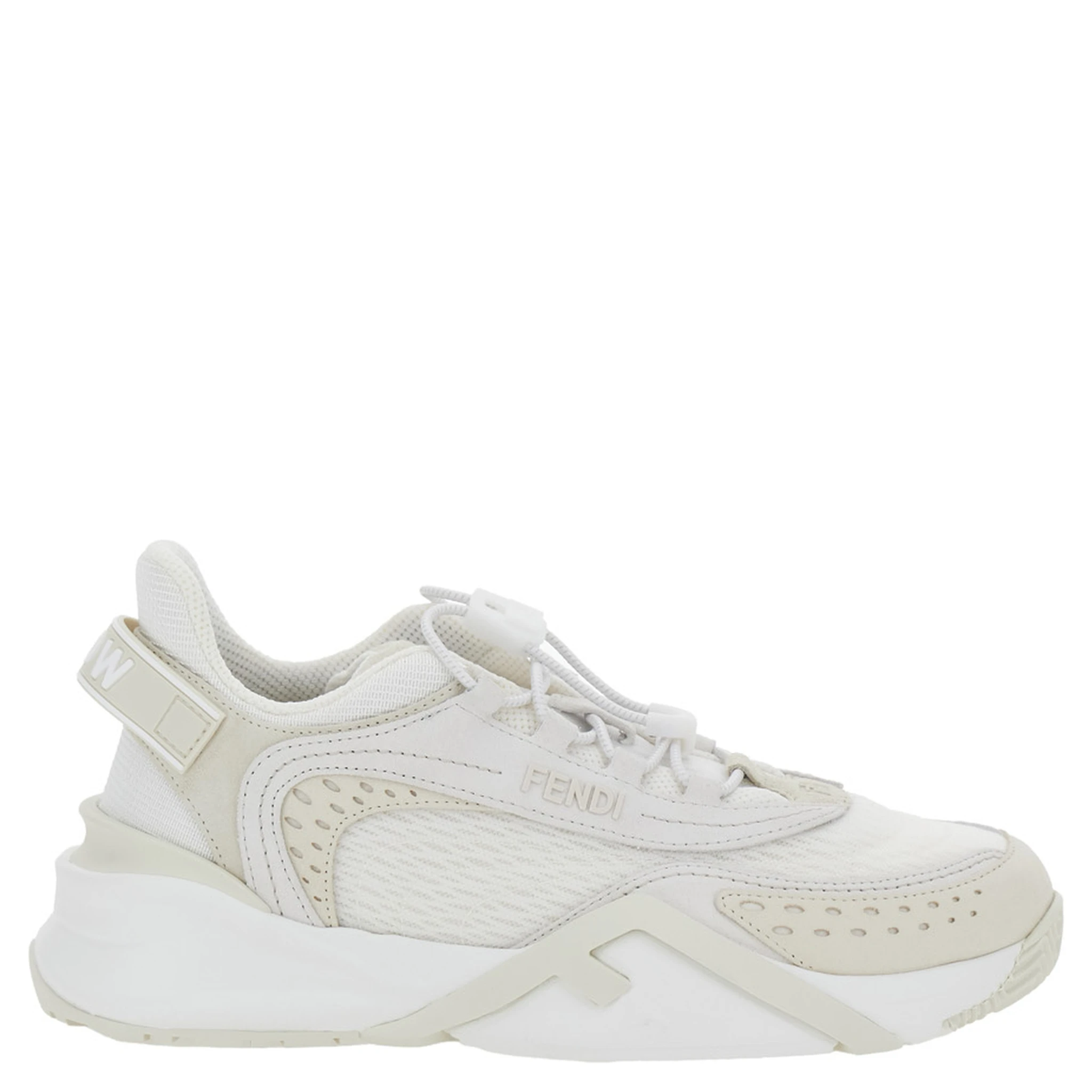 Flow White Sneakers with Toggle Closure and Logo Lettering on the Side in Tech Fabric Woman