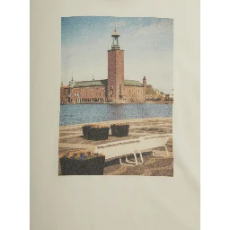 City Hall White Crewneck T-Shirt with Maxi Print on the Front in Cotton Boy