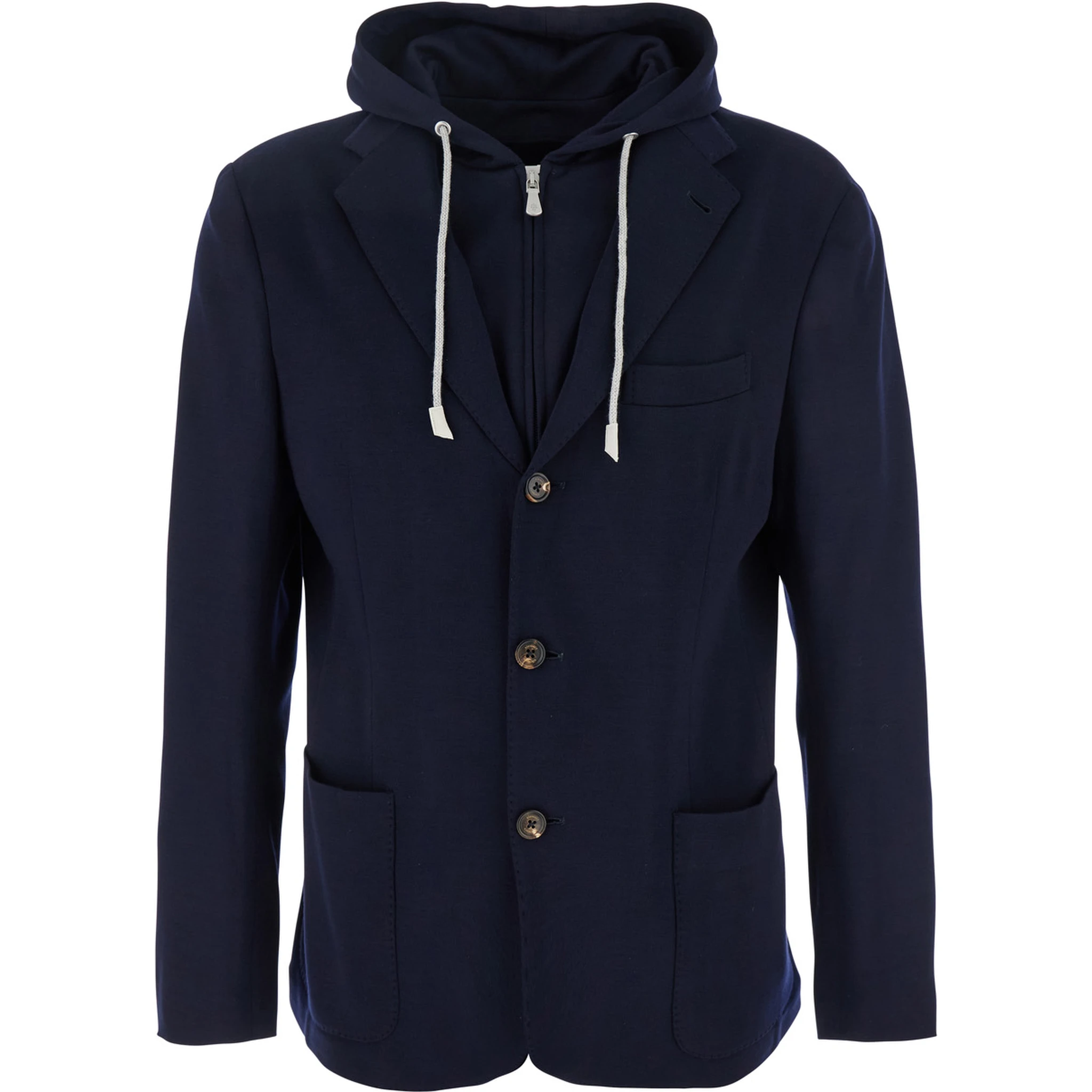 Blue Jacket with Hood and Bib in Wool Man