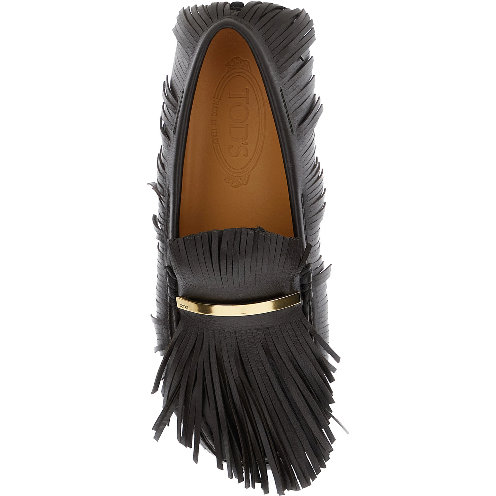 Yorky Brown Loafers with Fringes in Leather Woman