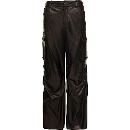 Brown Cargo Pants in Nappa Leather Woman
