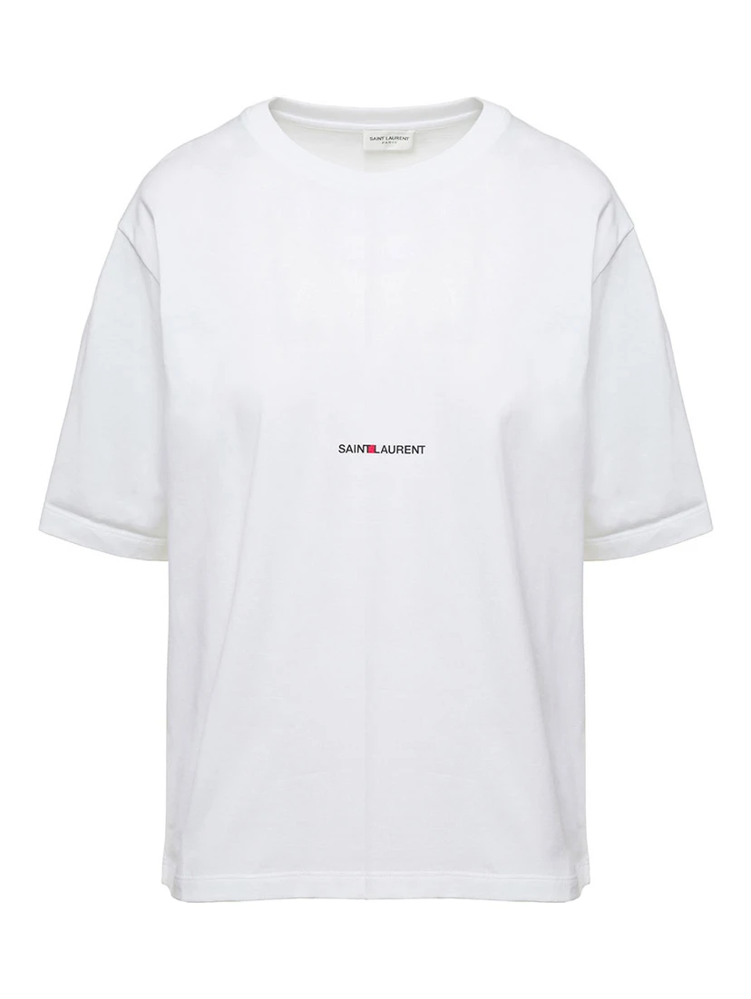 Basic White T-shirt with Miiddle Logo Print in Cotton Woman