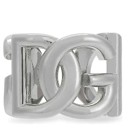Silver-Tone Chunky Logo Ring in Brass Man