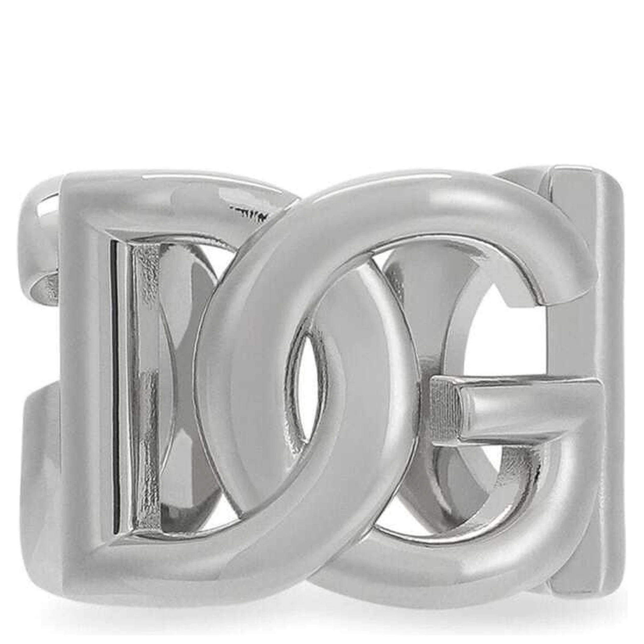 Silver-Tone Chunky Logo Ring in Brass Man