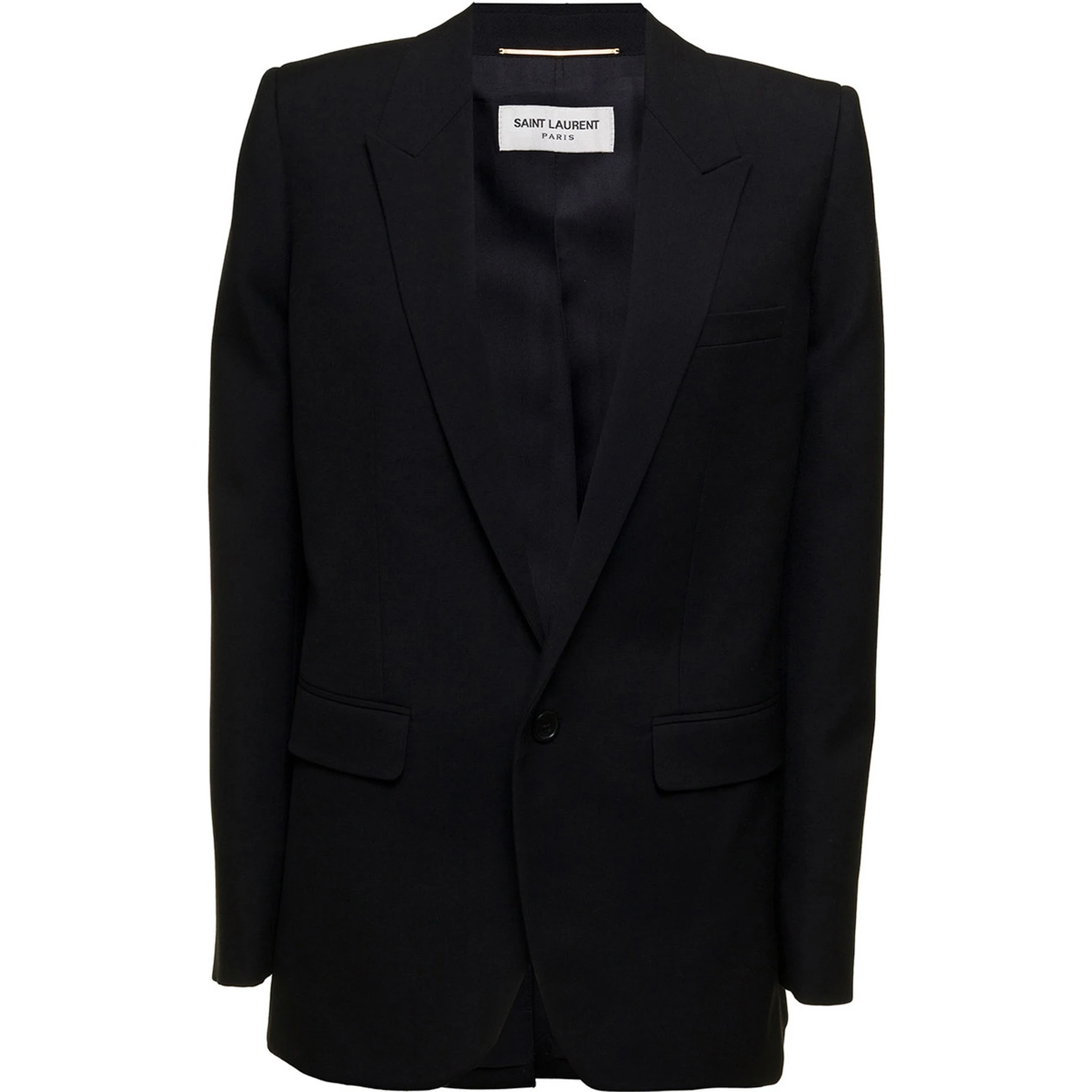 Saint Laurent Womans Black  Gabardine Single-Breasted Blazer