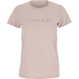 Pink T-Shirt with Embroidered Logo on the Front and Logo Patch on the Sleeve in Cotton Woman