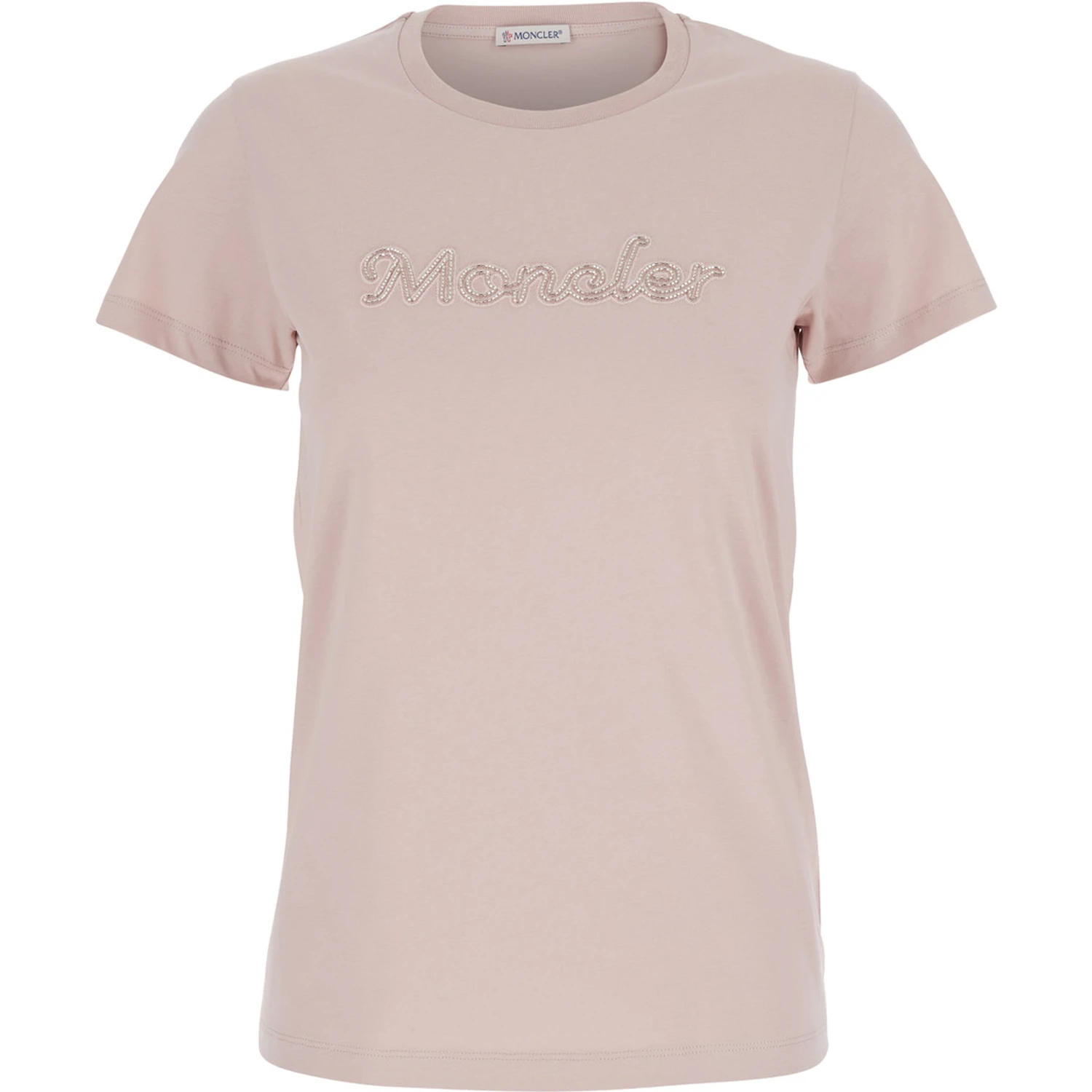Pink T-Shirt with Embroidered Logo on the Front and Logo Patch on the Sleeve in Cotton Woman