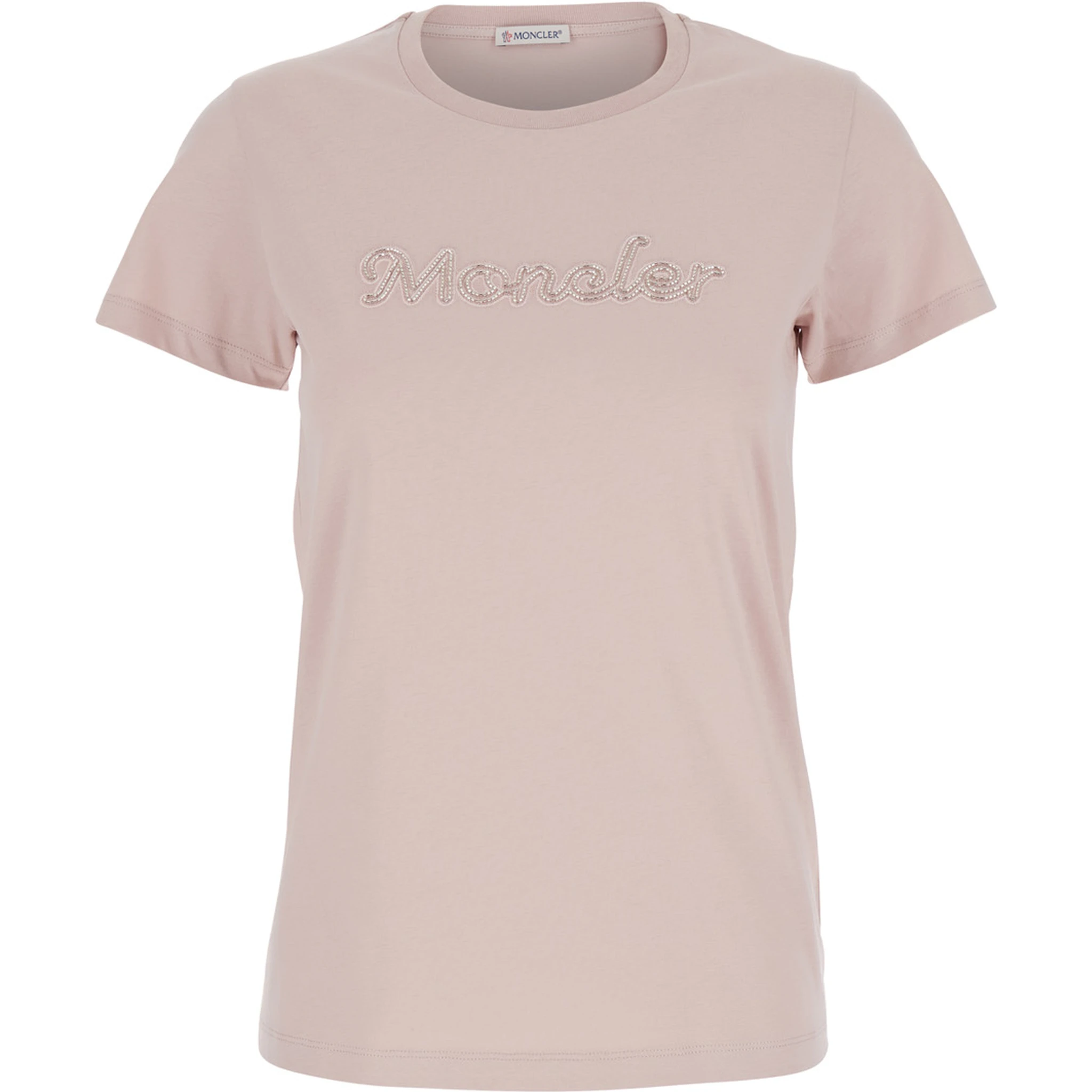 Pink T-Shirt with Embroidered Logo on the Front and Logo Patch on the Sleeve in Cotton Woman