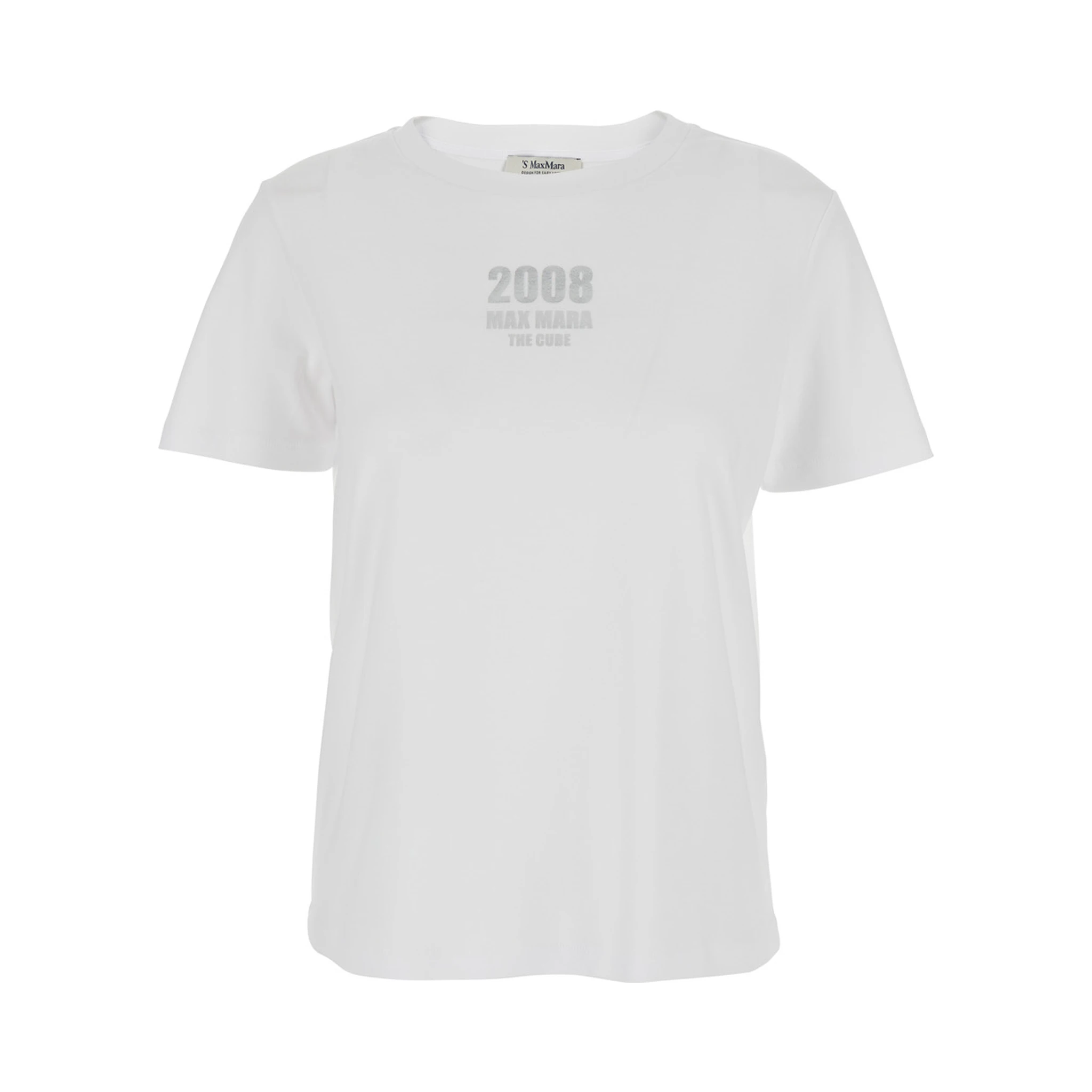 Quieto White Crewneck T-Shirt with Logo Print on the Front in Cotton Woman