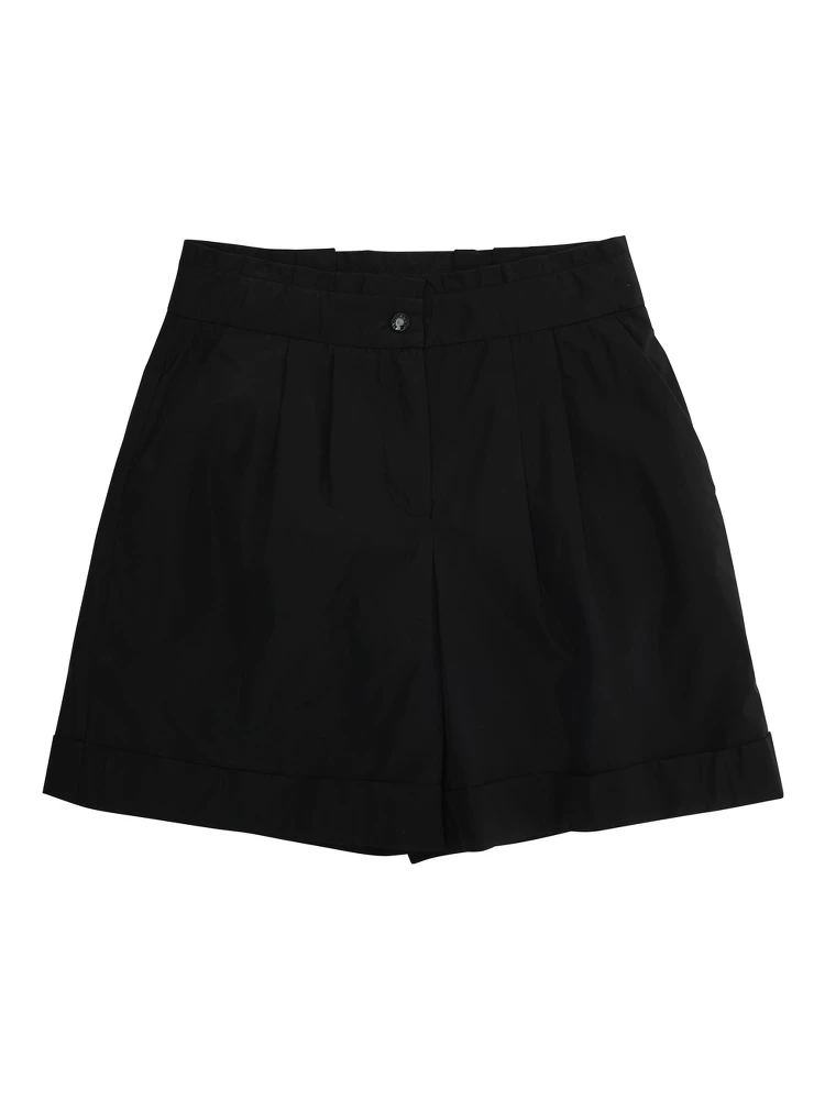 Black Shorts with Logo Patch on the Back in Techl Fabric Girl