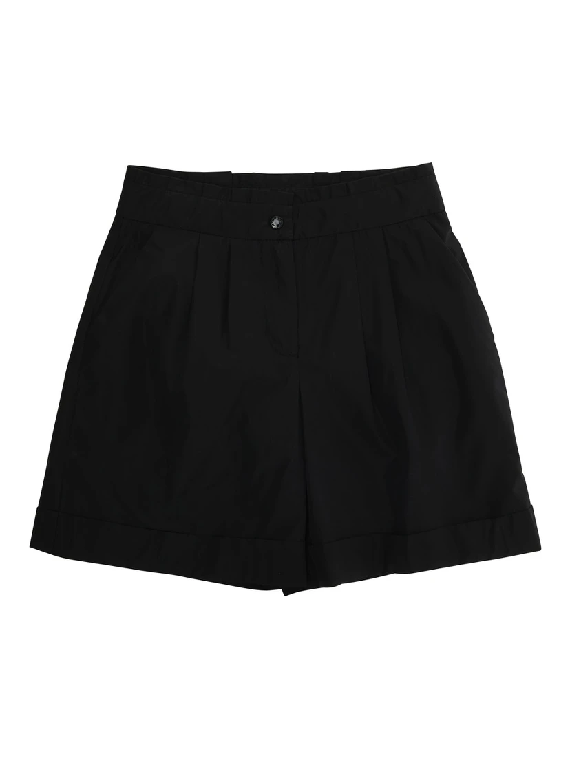 Black Shorts with Logo Patch on the Back in Techl Fabric Girl