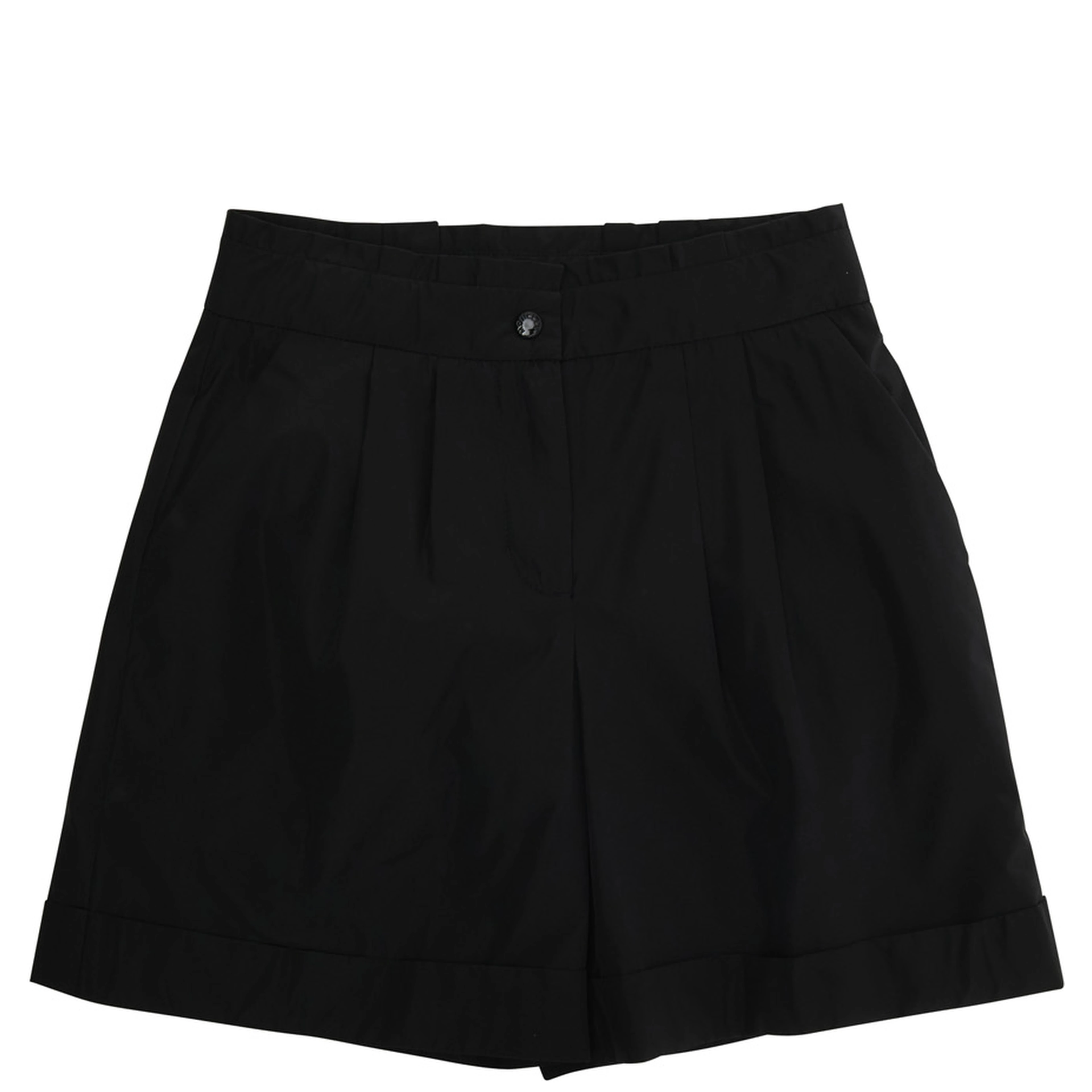 Black Shorts with Logo Patch on the Back in Techl Fabric Girl