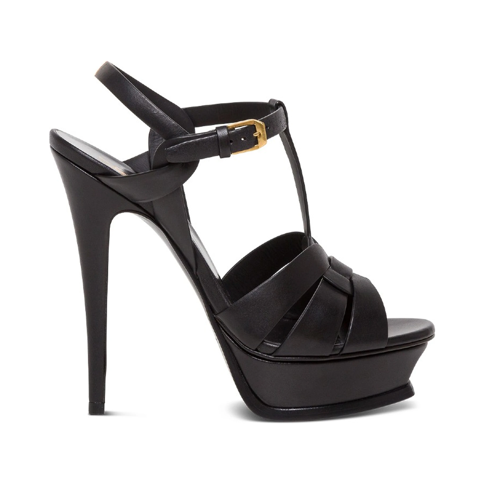Tribute Black Sandals with Logo in Patent Leather Woman