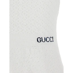 White Flared Dress with Logo Lettering Embroidery on the Front in Viscose Blend Woman