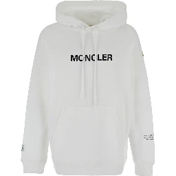 White Hoodie with Logo Lettering on the Front and Logo Print on the Rear in Cotton Man