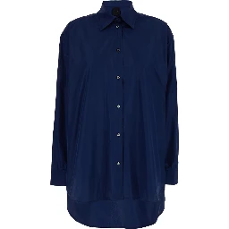 Oversized Blue Shirt in Cotton Woman