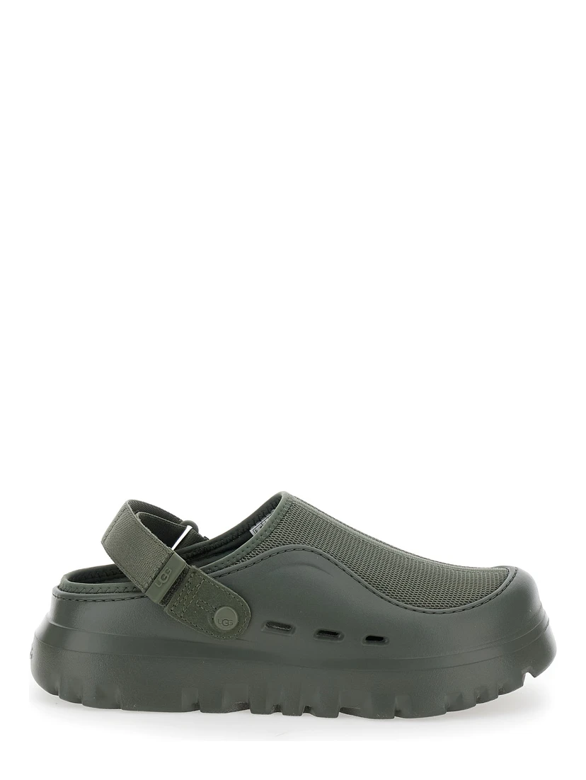 Peakmod Green Mules with Adjustable Strap and Lug Sole in Tech Fabric Man