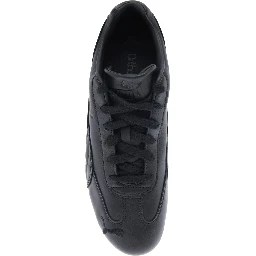 Speedcat Black Low Top Sneakers with Embossed Logo on the Tongue and Contrasting Sole in Leather Unisex