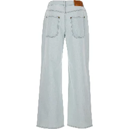 Light Blue Jeans with Logo Patch on the Rear and Ripped Details on the Front in Denim Man