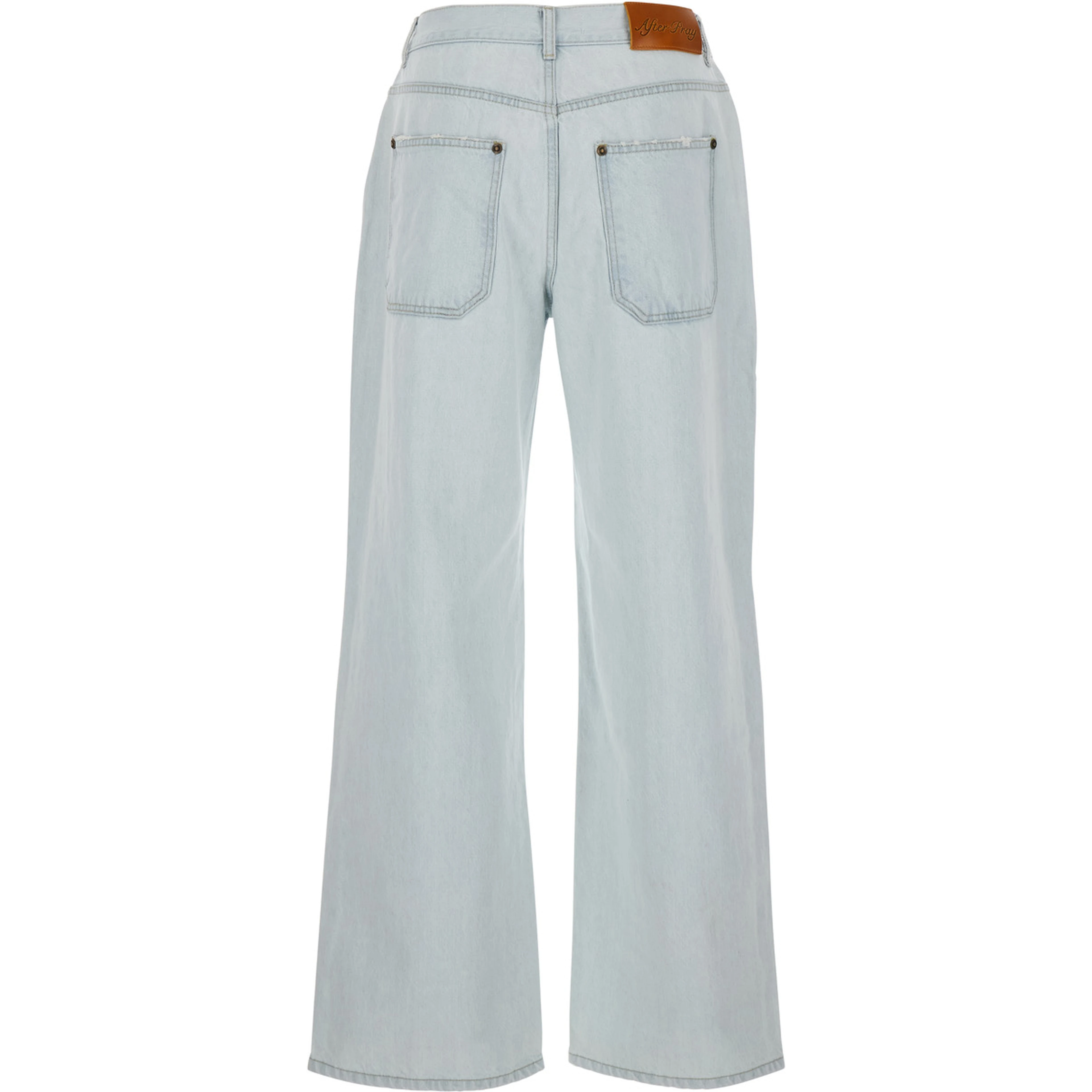 Light Blue Jeans with Logo Patch on the Rear and Ripped Details on the Front in Denim Man