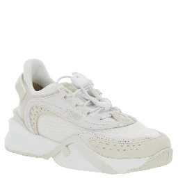 Flow White Sneakers with Toggle Closure and Logo Lettering on the Side in Tech Fabric Woman