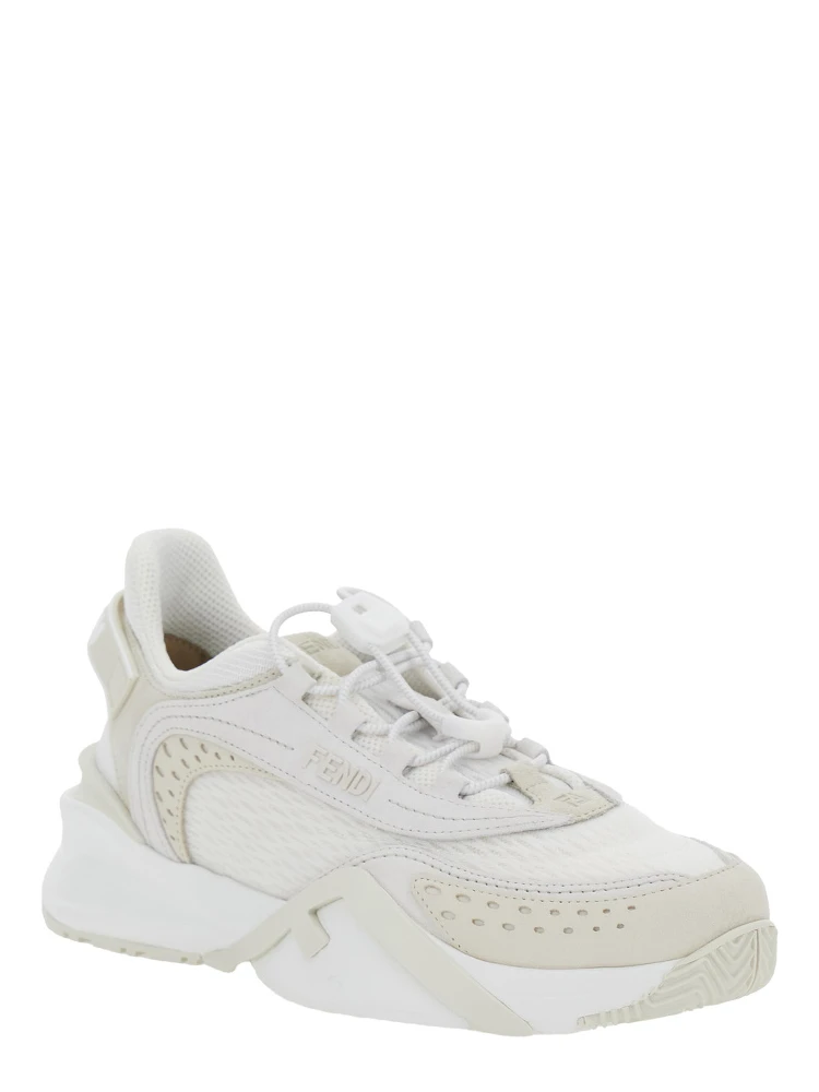 Flow White Sneakers with Toggle Closure and Logo Lettering on the Side in Tech Fabric Woman alternative