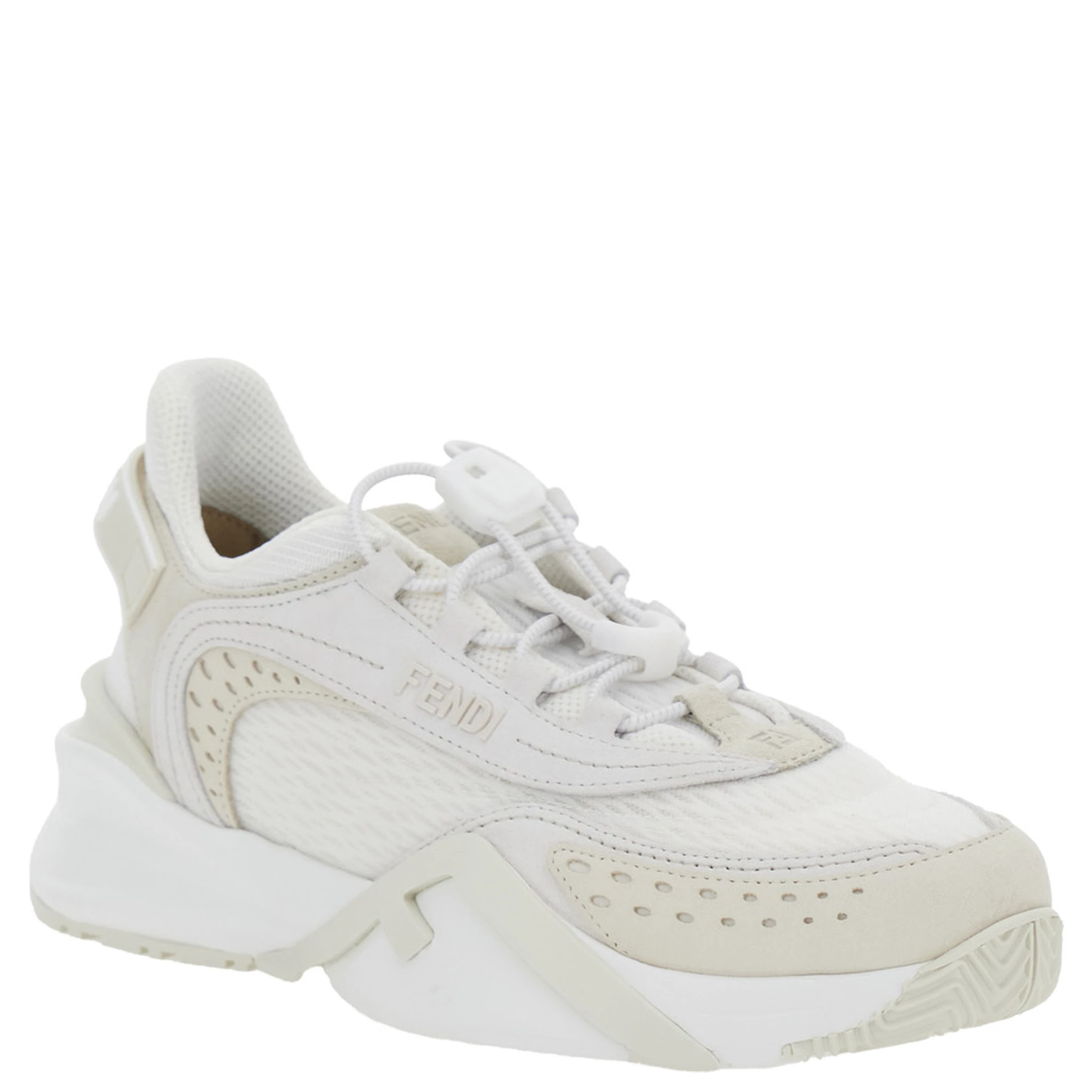 Flow White Sneakers with Toggle Closure and Logo Lettering on the Side in Tech Fabric Woman